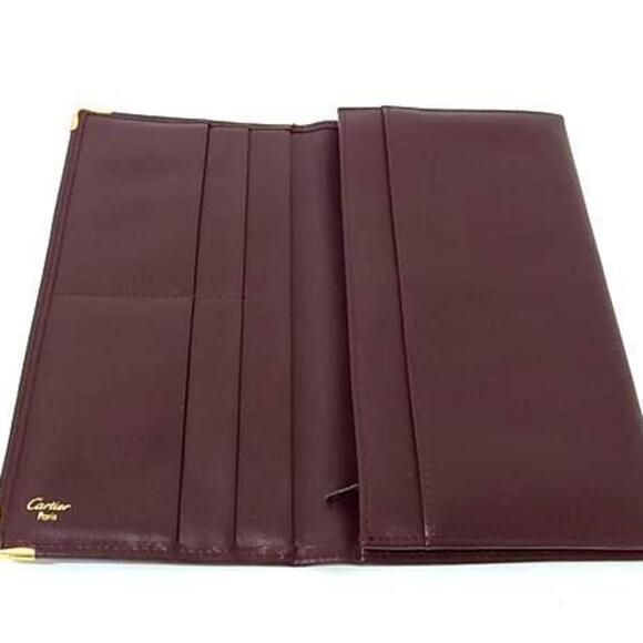 Cartier Must Line Bifold Long Wallet L3000117 Bordeaux Leather for Men and Women